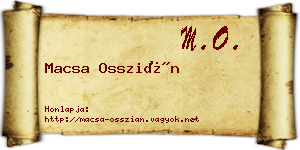 Macsa Osszián névjegykártya